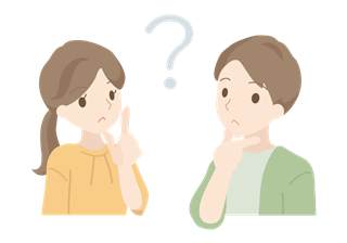 補助金についてはてなマークを浮かべて悩む夫婦のイラスト